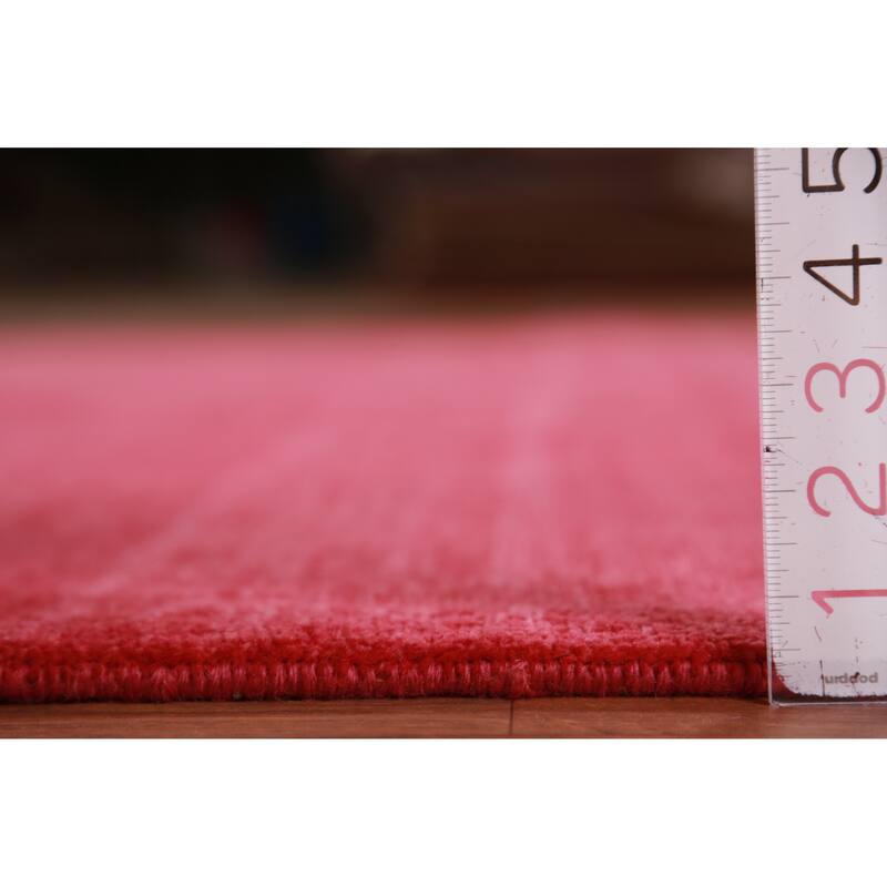 Hand Knotted Oriental 100% Wool Carpet Modern Solid Pink Gabbeh Area Rug - 9' 2'' X 6' 2''