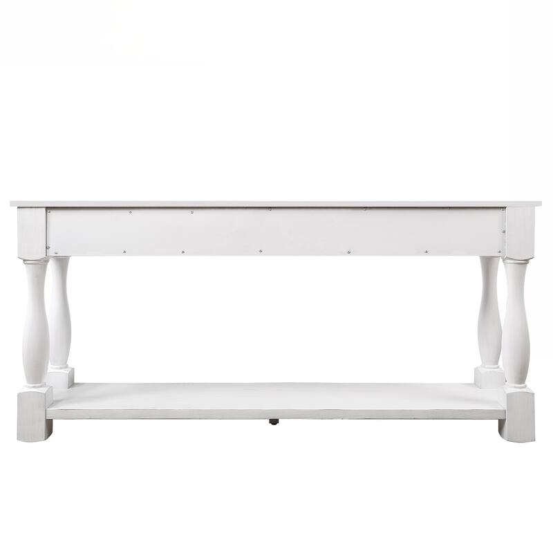Long Wood Console Table with 3 Drawers and 1 Bottom Shelf for Entryway Hallway Easy Assembly Extra-thick Sofa Table