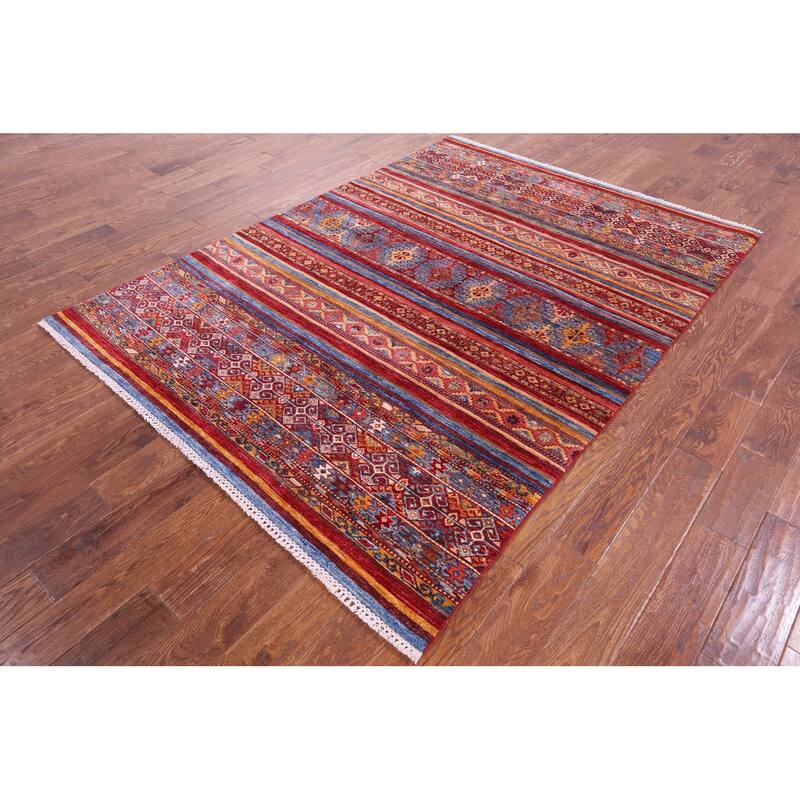 Golden Nile Khorjin Persian Gabbeh Handmade Wool Rug - 5' 8" X 7' 8"