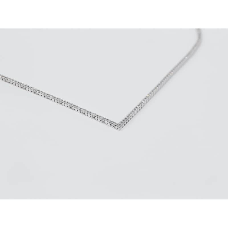 Kobelli 4.15 Carats Lab Grown Diamond 14k Solid White Gold Tennis Theia V-Necklace
