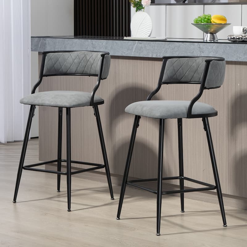 26'' Counter Height Bar Stools Corduroy Kitchen Island Counter Bar Stool With Back