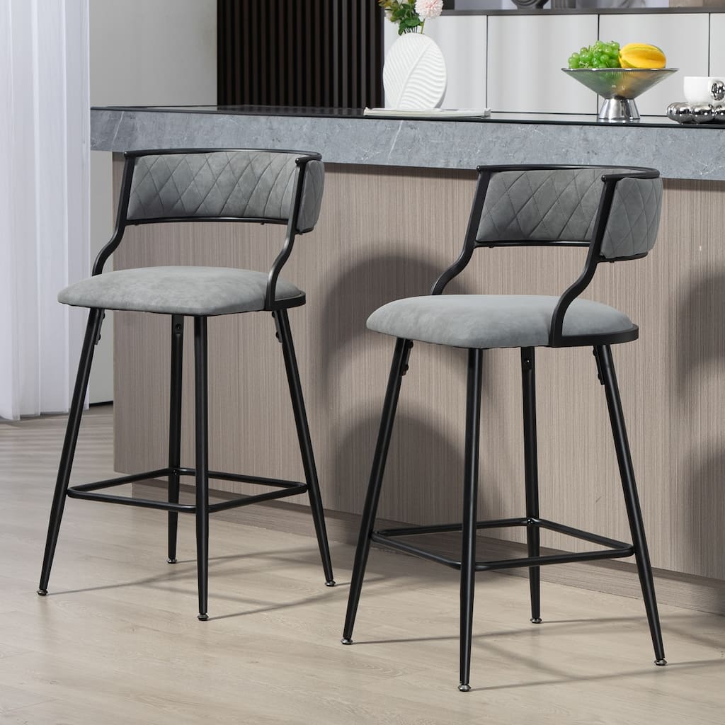 Set of 2 Fabric Counter Height Bar Stool with High-Density Foam Cushion Seating for Comfortable Seating
