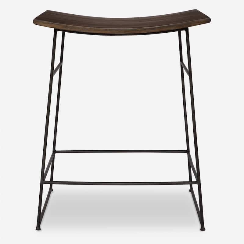 Scooped Seat Counter Stool - 26" - Brown and Black