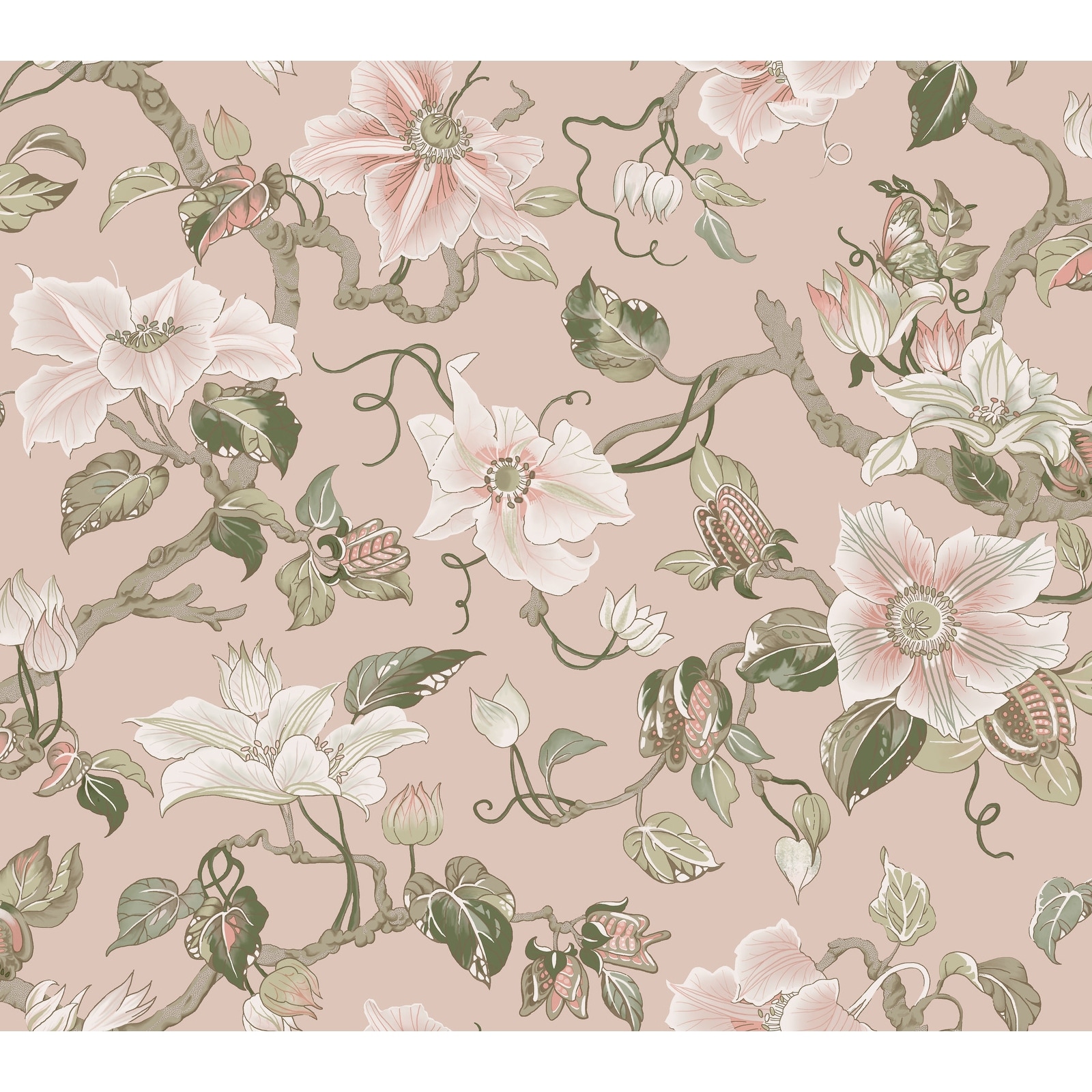 Ronald Redding Marguerite Vine Blush Wallpaper