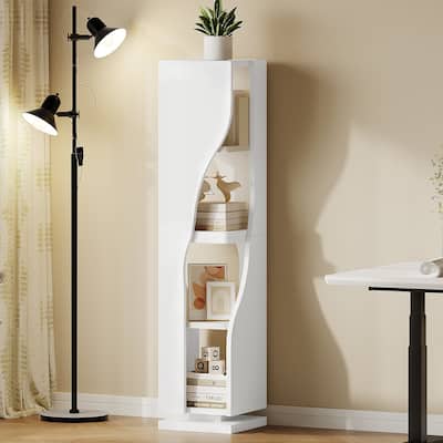 Moasis 50"H 4-Tier Rotating Bookcase Corner Bookshelf Narrow Shelf Storage Organizer