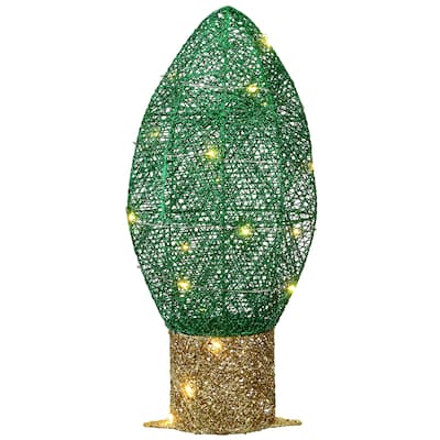 National Tree Company 20 in. Pre-Lit Green Christmas Light Bulb Decoration - 20 in