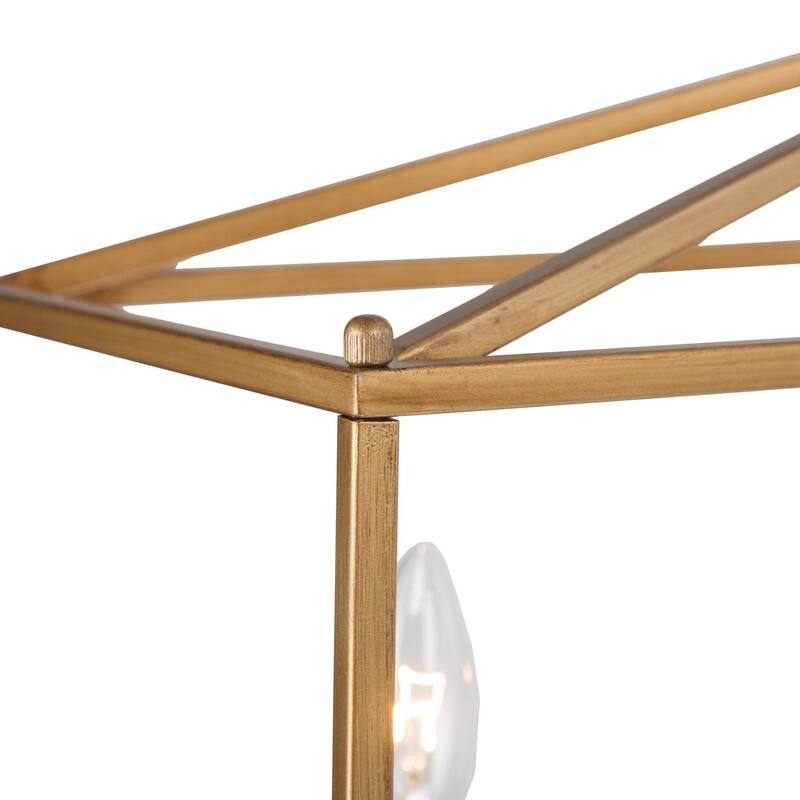 Modern Gold 5-Light Rectangle Chandelier Open Frame Kitchen Island Lights - L30" x W10.2" x H12"