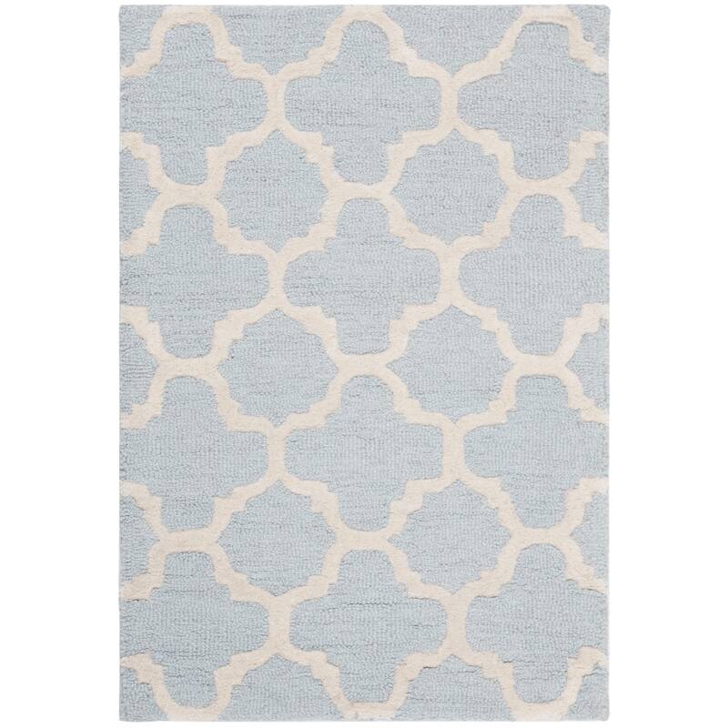 SAFAVIEH Handmade Cambridge Touria Modern Moroccan Wool Rug - 2'6" x 4' - Light Blue/Ivory