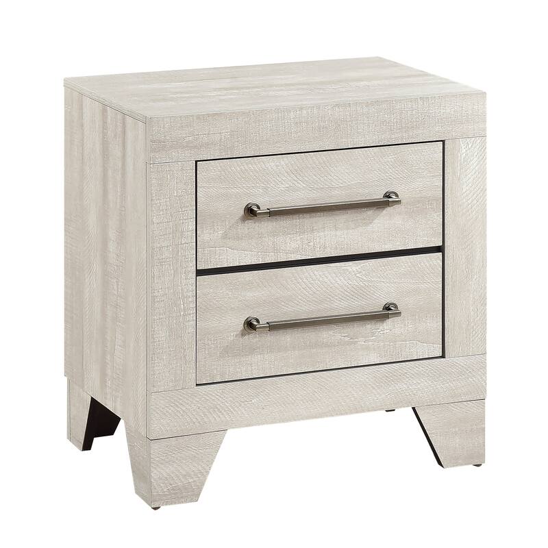 Gray Oak Nightstand with Two Dovetail Drawers