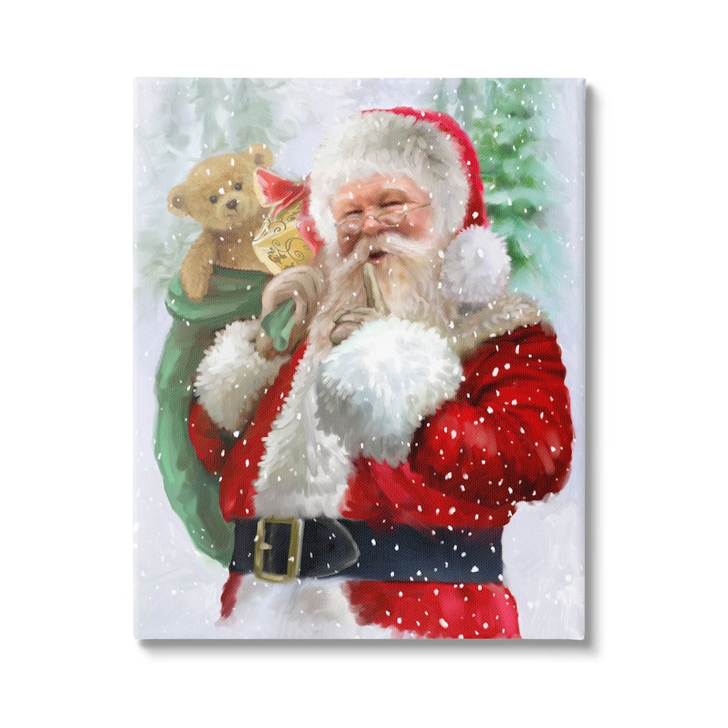 Stupell Jolly Shh Santa Claus Gift Sack Canvas Wall Art, Design by P.S. Art - Multi-Color