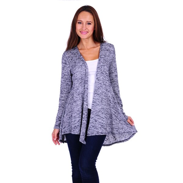 Simply Ravishing Women's 2-Tone Knit Hacci Long Open Cardigan