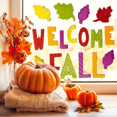 17-Piece Welcome Fall Thanksgiving Gel Window Clings