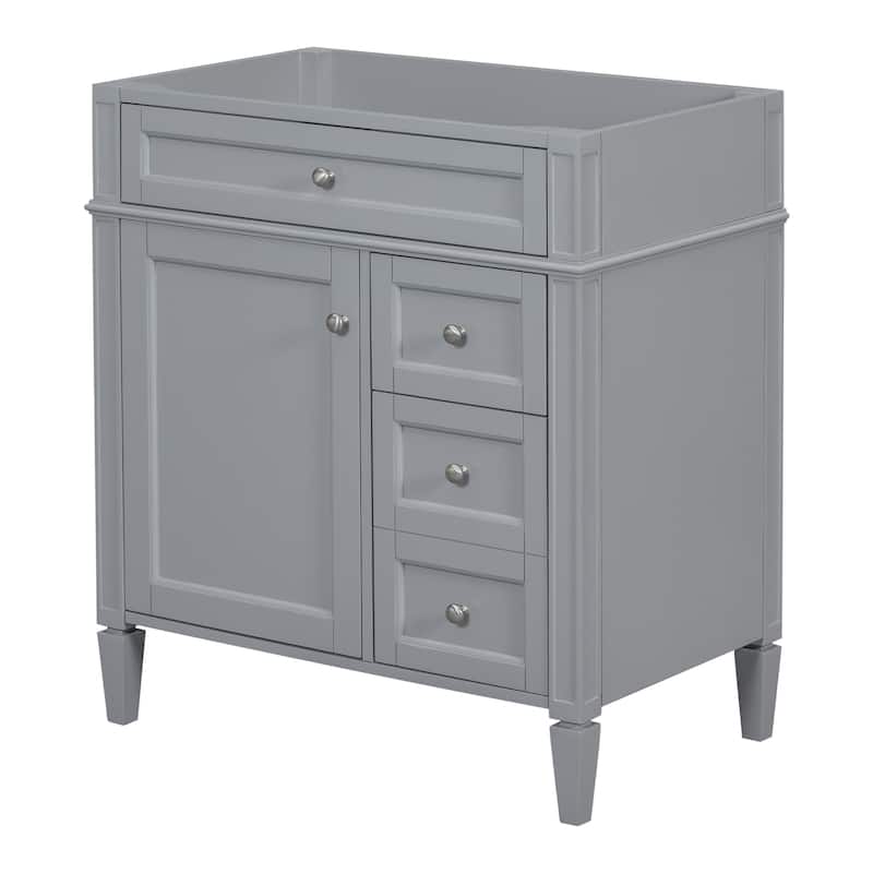 GDFStudio - Merrow Modern Freestanding Bathroom Vanity with 2 Drawers and a Tip-out Drawer (NOT INCLUDE BASIN) - 29.3'W - Grey