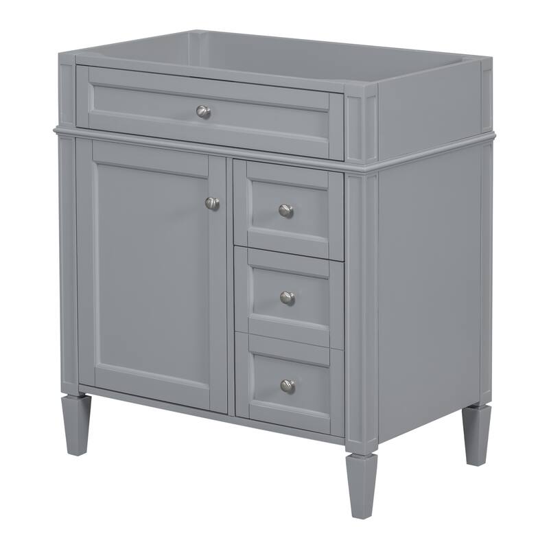 Roomfitters 30" Vanity Base Only, Modern Bathroom Cabinet with 2 Drawers and Tip-out Tray, Basin Not Included