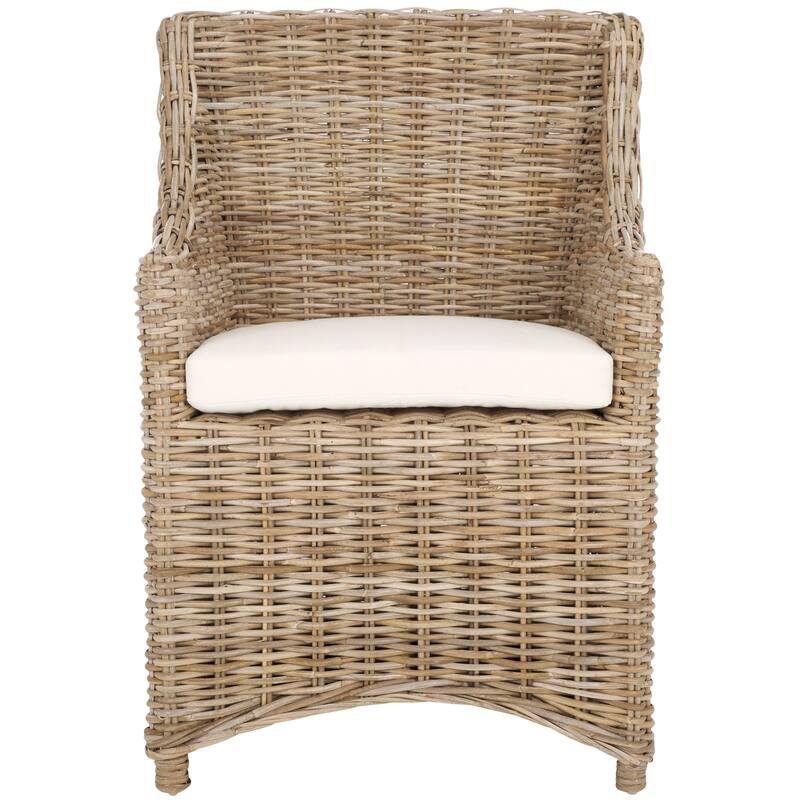SAFAVIEH Cheryle Wicker Washed Brown Wingback Arm Chair (Fully Assembled) - 26" W x 23" D x 34" H - 26Wx23Dx34H