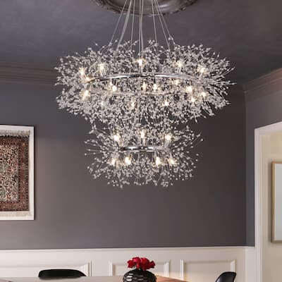2-Tiers Firework Sputnik Wagon Wheel Crystal Chandelier