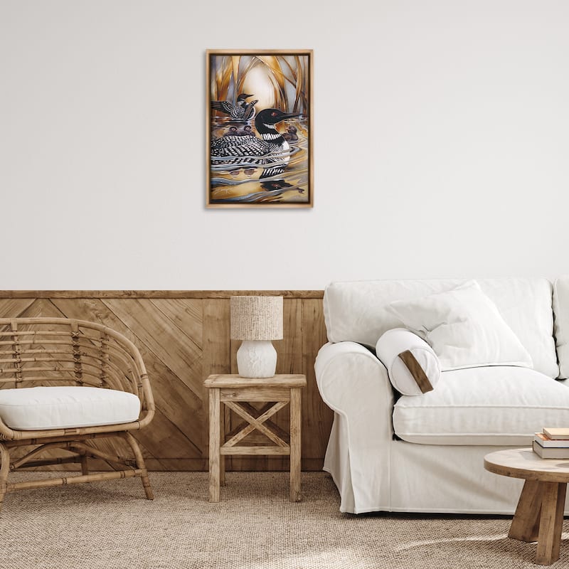 Stupell Loon Family Among Pond Ripples Framed Floater Canvas Wall Art Design By Jody Bergsma