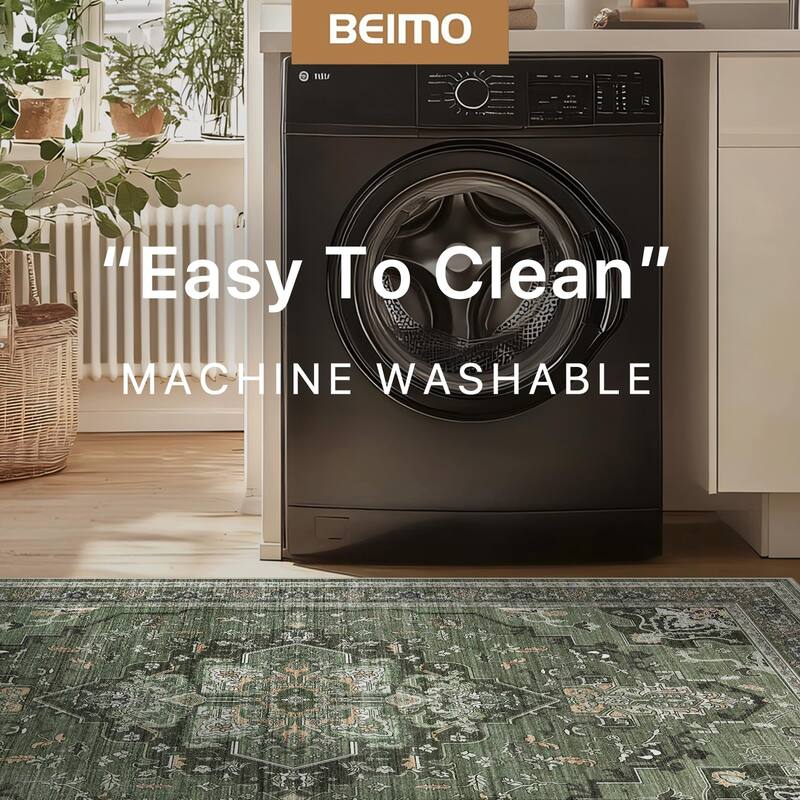 Mcow Retro Floral Medallion Low Pile Lightweight Non Slip Area Rug - 8'X10'