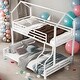 preview thumbnail 1 of 25, 2 IN 1 Twin over Full Metal House Bunk Bed With Sturdy Frame White