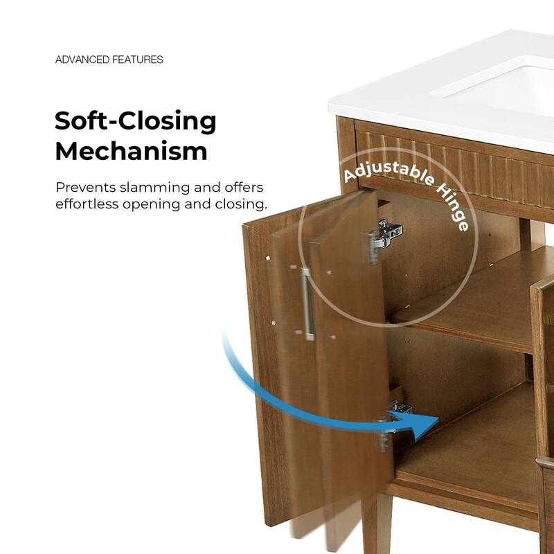 Juliette Warm Walnut Bathroom Vanity with White Quartz Top