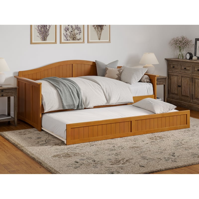 Nantucket Twin Wood Daybed with Twin Size Trundle - Light Toffee
