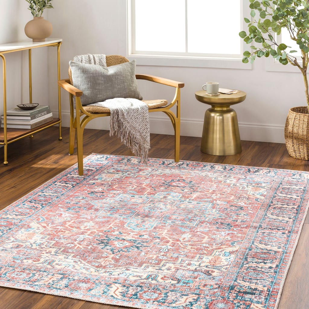 Cantu Machine Washable Distressed Area Rug