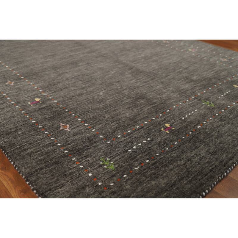 Tribal Gabbeh Indian Area Rug Handmade Modern Wool Carpet - 5'1" x 7'8" - Grey - 5'1" x 7'8"