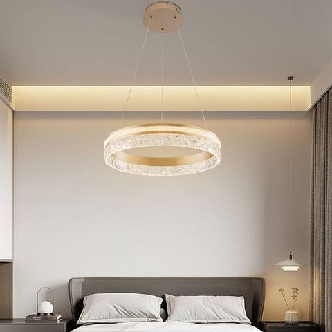 Acrylic Circle LED Dimmable Pendant Lamp with Remote - 20*47in(D*H)