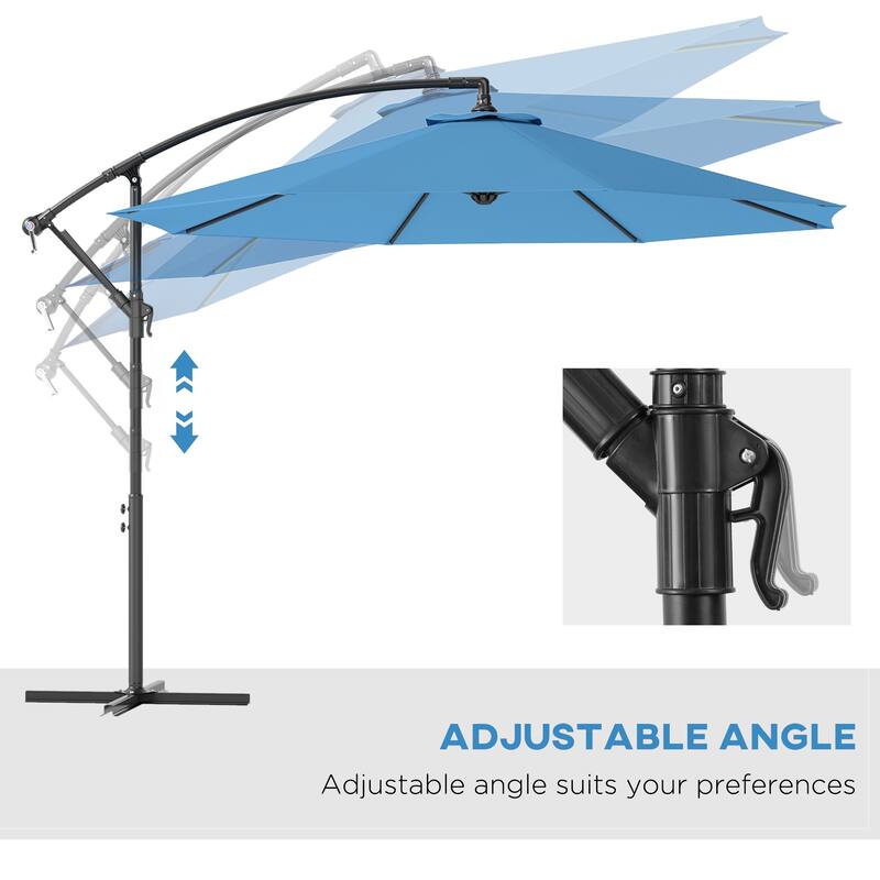 10ft Patio Water-Resistant Umbrella with Crank Handle and Wind-Resistant Stand for Outdoor