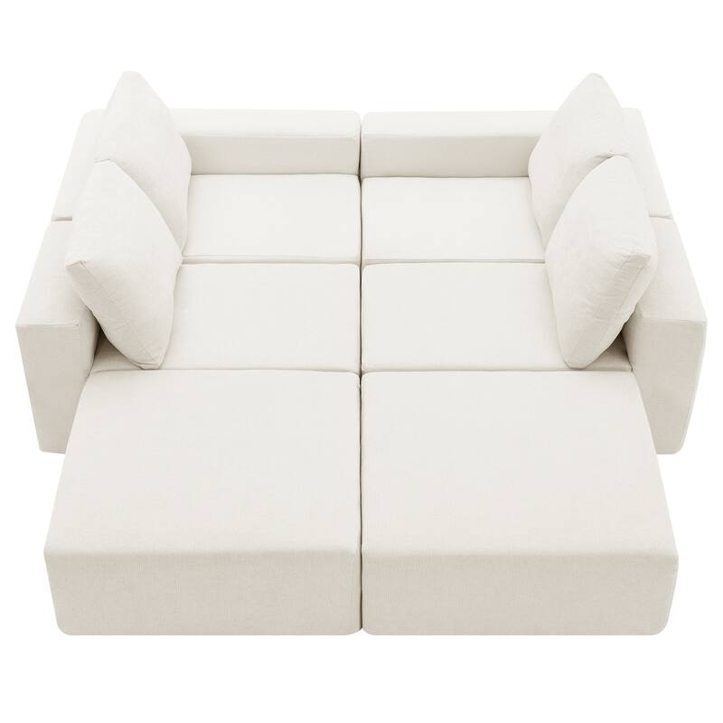 110*72" Modular U Sofa with Ottomans, No Assembly, 3 Colors
