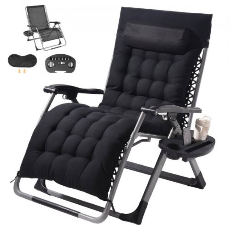 33 Inch Zero Gravity Recliner Lounge Chair with Steel Tube Frame and Thick Cushioned Pad - 34.05 x 32.48 x 43.7 in