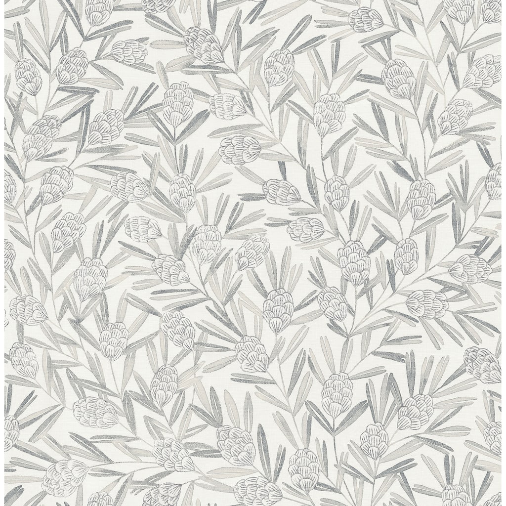 A-Street Prints Zulma Grey Decorative Botanical Wallpaper