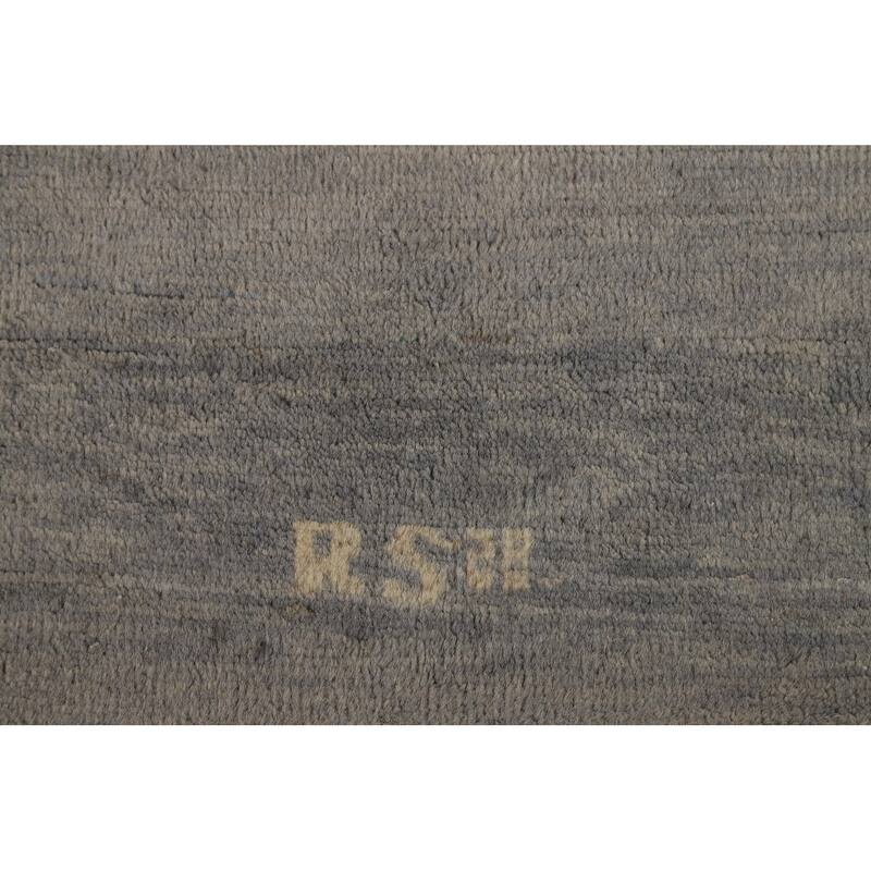 Stripe Gray Modern Gabbeh Oriental Rug Hand-Knotted Wool Carpet - 4'11" x 6'6"