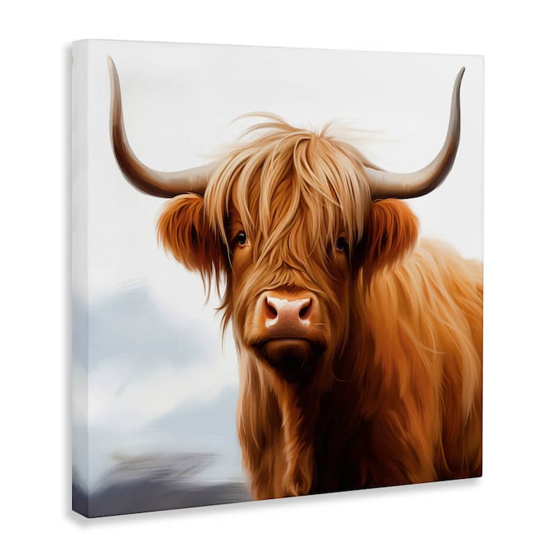 Stupell Long Horn Highland Cow Portrait Canvas Wall Art Design By Heidi Kuntz