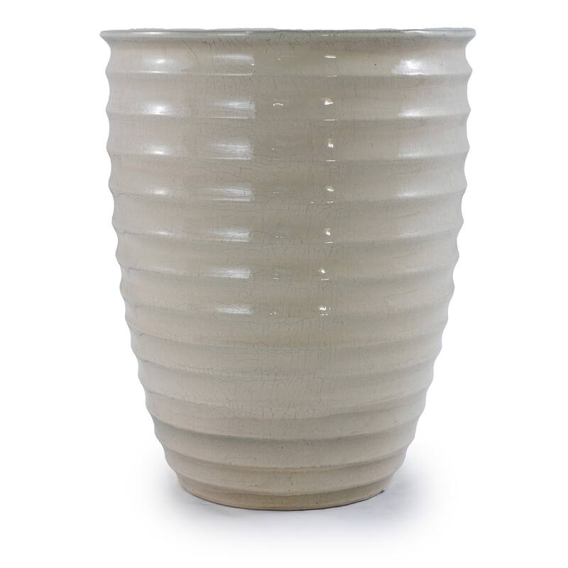Milk White Ceramic Flowerpot 16.54in Customizable Planter Frost Resistant for Indoor Outdoor Plants