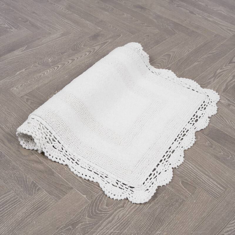 Laura Ashley Reversible Cotton Crochet Bath Rug