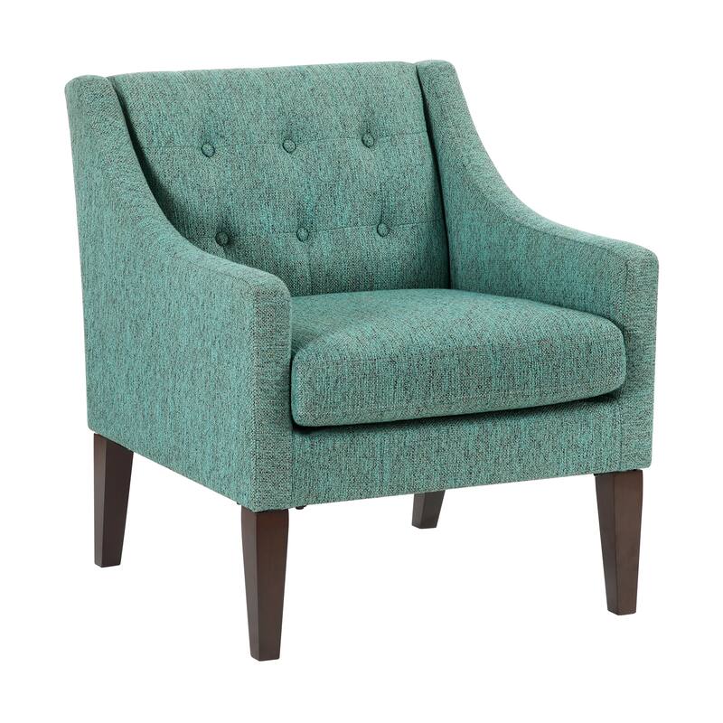Laertes 26" Textured Fabric Accent Chair - Button-Tufted Chair Back - Green