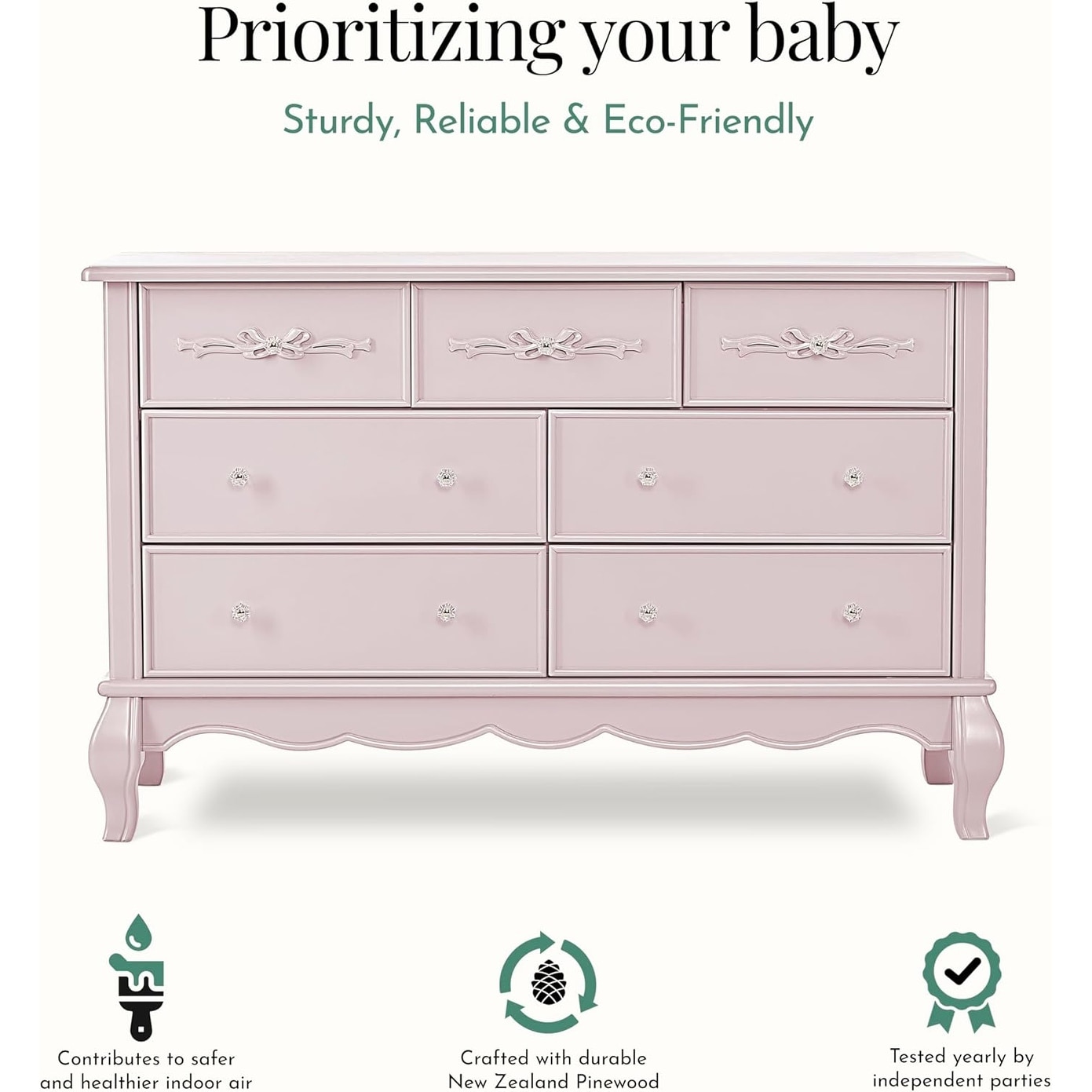 Pink Evolur Aurora Changing Table Evolur Aurora Pink Wood Seven