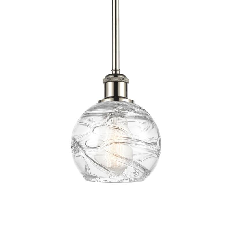 Innovations Lighting 516-1S-8-6 Athens Pendant Athens 6" Wide Mini - Clear Deco Swirl / Polished Nickel