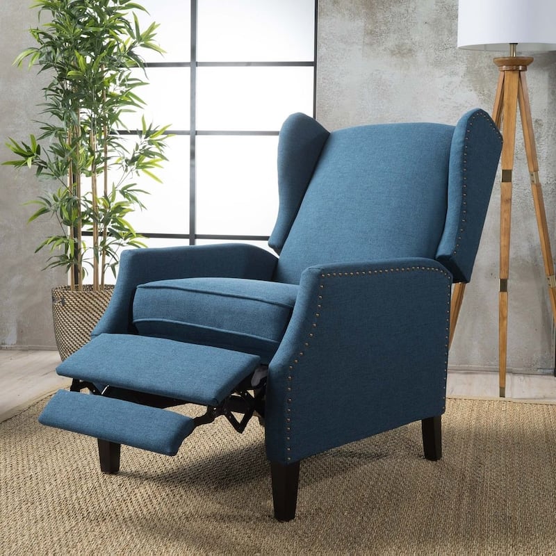 Traditional Fabric Recliner Chairs with Studded Border by Christopher Knight Home