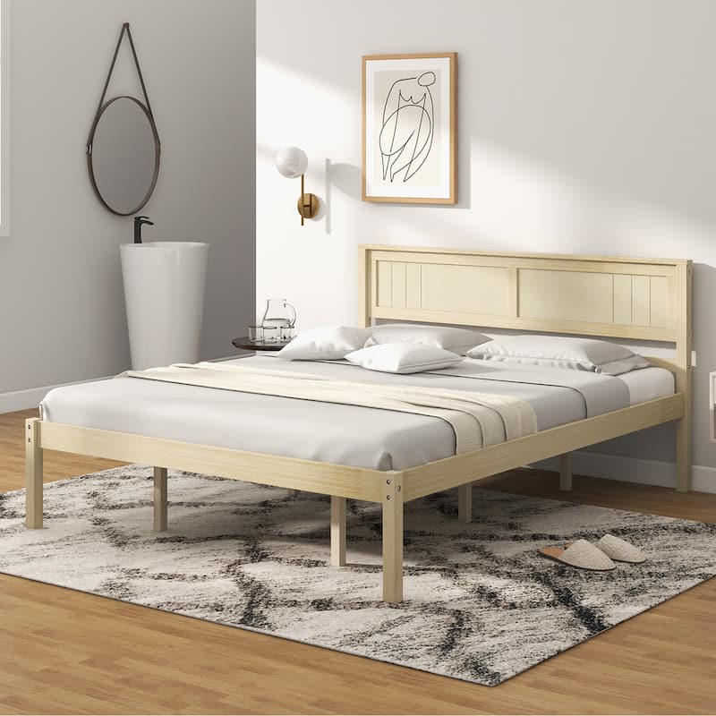 Costway Full/Queen/Twin Size Wooden Platform Bed Frame with Headboard