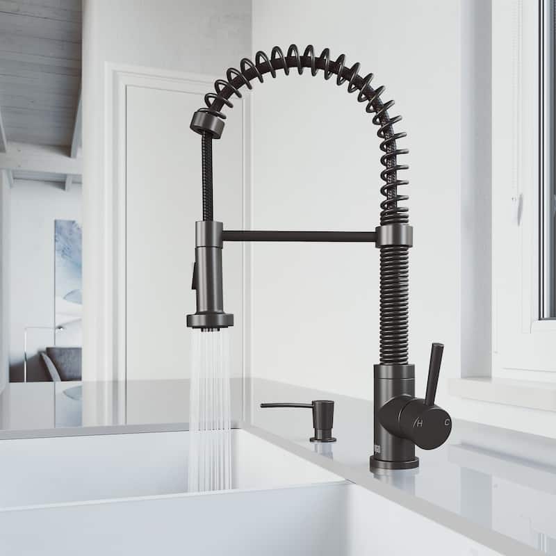 VIGO Edison 19" H Single Handle Pull-Down Sprayer Kitchen Faucet