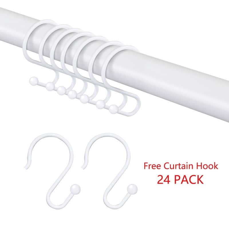Utopia Alley Rustproof Aluminum Double L Shaped Shower Curtain Rod 72" L x 31.7" W, with 24 Shower Hooks included, Wall Mounted