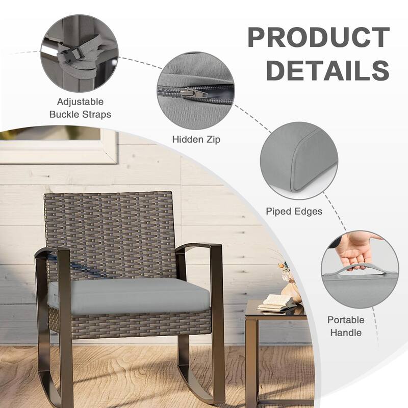 Aoodor Outdoor Removable Chair Cushion with Hidden Zipper（Set of 2）