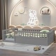 preview thumbnail 3 of 7, Twin Size Wood Kids Floor Beds Frame with Fence and High Guardrails