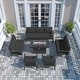 preview thumbnail 134 of 144, Aluminum Patio Outdoor Sectional Sofa Set with Fire Pit, Swivel Rocking Chairs and Ottomans