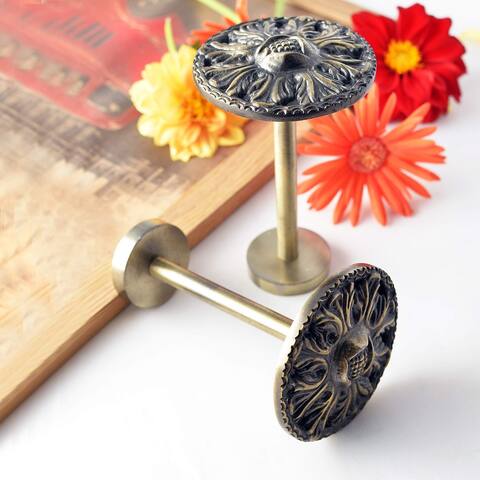 2 Pcs Curtain Holdback for Curtains Wall Mounted Metal Drapery Hook for Door Window Treatment(Round Medallion)- By Deco Window