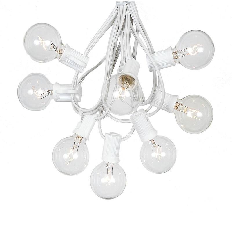 100 Foot G40 Outdoor Globe Patio String Lights - Set of 125 G40 Clear Bulbs - White