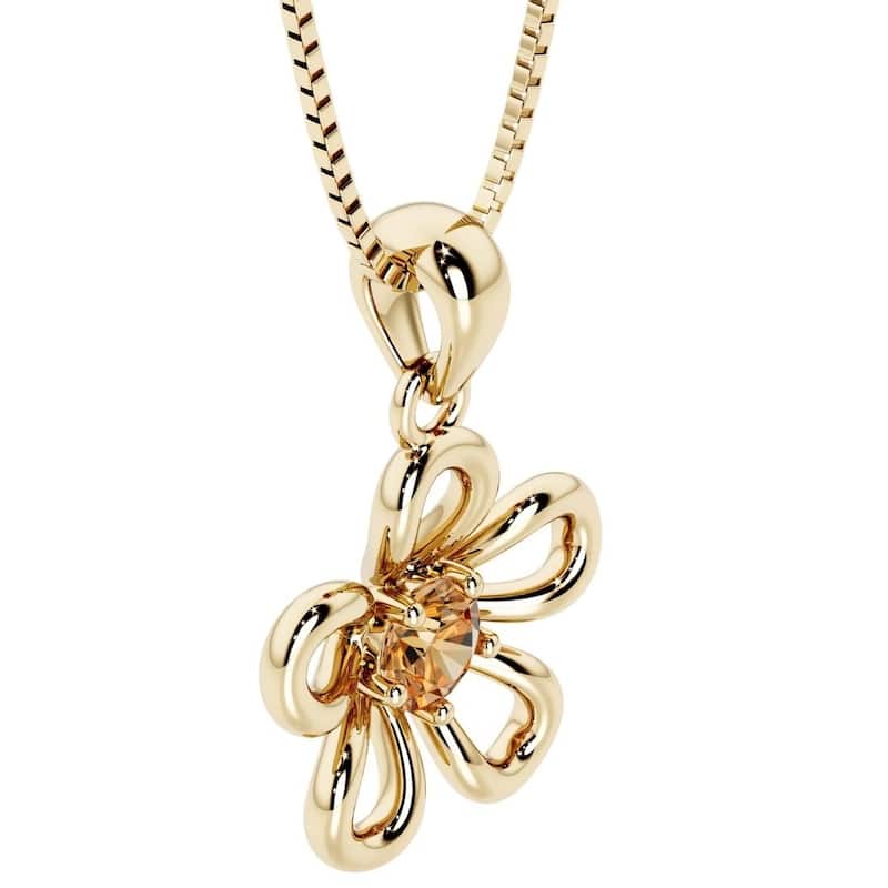 Oravo Gold Plated Sterling Silver Gemstone Flower Pendant