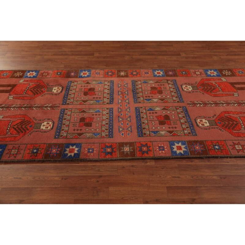 Tribal Kazak Indian Runner Rug Hand-Knotted Wool Carpet - 3'11"x 9'10"